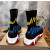 Christian Louboutin Colorful Zig‑Zag Knit Sock Ankle Boots Serrated Sole