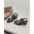 Christian Louboutin Black Leather Ankle‑Strap Block Heel Sandals 85mm heel