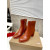 Christian Louboutin Cognac Brown Smooth Leather Side‑Zip Block Heel Ankle Boots 70mm heel