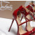 Christian Louboutin Red Patent Ankle‑Strap Platform Stiletto Heel Sandals