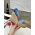 Christian Louboutin Blue Cartoon Print Fabric 120mm heel Wedge Ankle‑Wrap Espadrille Sandal