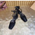 Christian Louboutin Black Satin Bow Ankle‑Tie Slingback Ballet Flats