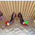 Christian Louboutin Burgundy Satin Multicolor Fabric Flower 100mm Stiletto Heel Pumps