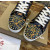 Christian Louboutin Navy Rope‑Print Gold‑Spiked Low‑Top Sneakers