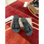 Christian Louboutin Black Leather Two‑Strap Slide Sandals
