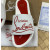 Christian Louboutin White Rubber Slide Sandals Red Signature Script Logo