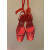 Christian Louboutin Red Satin Crystal Tie‑Ankle Ballet Flats