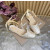 Christian Louboutin Cream Satin Crystal‑Embellished Ankle‑Tie Slingback Ballet Flats