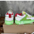 Christian Louboutin White‑Green Leather Spiked Platform Low‑Top Sneakers
