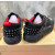 Christian Louboutin Black Suede Crystal Spiked Low‑Top Platform Sneakers