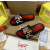 Christian Louboutin Black Cartoon‑Graffiti Spiked Slide Sandals Red Footbed