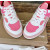 Christian Louboutin Pink White Mixed‑Media Spiked Low‑Top Sneakers