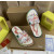 Christian Louboutin White Graffiti‑Print Slides Rainbow Crystal‑Trimmed Sole