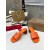 Christian Louboutin Orange Leather 55mm heel Block Heel Slide Sandal