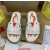 Christian Louboutin White Heart‑Graffiti Print Slides Rainbow Crystal‑Trimmed Sole