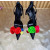 Christian Louboutin Black Satin Multicolor Fabric Flower 100mm Stiletto Heel Slingback Pumps