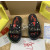 Christian Louboutin Black Heart‑Graffiti Print Slide Sandals Rainbow Crystal‑Trim Sole