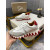 Christian Louboutin White Leather Suede Red Zigzag Sole Low‑Top Sneakers