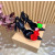 Christian Louboutin Black Satin Multicolor Fabric Flower 100mm Stiletto Heel Slingback Pumps