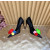 Christian Louboutin Black Satin Multicolor Fabric Flower 100mm Stiletto Heel Pumps