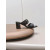 Christian Louboutin Black Leather CL‑Buckle Mule Block Heel Sandals 85mm heel