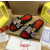 Christian Louboutin Black Cartoon‑Graffiti Spiked Slide Sandals Red Footbed