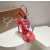 Christian Louboutin Red Patent Iridescent Crystal‑Flower 150mm Platform Ankle‑Tie Sandals