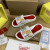 Christian Louboutin White Cartoon‑Graffiti Spiked Slide Sandals Red Footbed