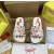 Christian Louboutin White Graffiti‑Print Slides Rainbow Crystal‑Trimmed Sole