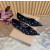 Christian Louboutin Black Mesh Pearl Crystal‑Embellished Pointed‑Toe Flat Pumps