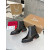 Christian Louboutin Black Smooth Leather Lug‑Sole Chelsea Ankle Boots