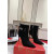 Christian Louboutin Black Suede 100mm Lock‑Buckle Pointed Toe Ankle Boots