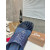 Christian Louboutin Navy Croc‑Embossed 70mm Block Heel Thong Mule Sandals