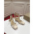 Christian Louboutin Cream Satin Ankle Wrap Bow Kitten Heel Pumps