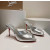 Christian Louboutin Silver Metallic Peep‑Toe Stiletto Heel Mules