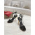 Christian Louboutin Black Patent 100mm Gold‑Leaf Heel Ankle‑Strap Sandals