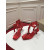 Christian Louboutin Red Satin Ankle‑Tie Bow Kitten Heel Pumps