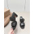 Christian Louboutin Black Leather CL‑Buckle Mule Block Heel Sandals 85mm heel