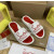 Christian Louboutin White Slide Sandals With Red Embossed Signature Logo