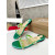 Christian Louboutin Green Metallic Crystal Embellished Flat Slide Sandal