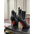 Christian Louboutin Black Leather 100mm Spiked Stiletto Pointed Toe Ankle Boots