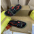 Christian Louboutin Black Heart‑Graffiti Print Slide Sandals Rainbow Crystal‑Trim Sole