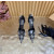 Christian Louboutin Black Satin Checkered Crystal‑Embellished 100mm Stiletto Heel Ankle‑Strap Pumps