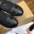Christian Louboutin Black Leather Gold‑Logo Lace‑Up Sneakers Red Shark‑Tooth Sole