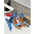 Christian Louboutin Blue Cartoon Print Fabric 120mm heel Wedge Ankle‑Wrap Espadrille Sandal