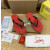 Christian Louboutin Red Embossed‑Logo Studded Flip‑Flop Sandals