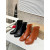 Christian Louboutin Cognac Brown Smooth Leather Side‑Zip Block Heel Ankle Boots 70mm heel