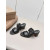 Christian Louboutin Black Leather CL‑Buckle Mule Block Heel Sandals 85mm heel