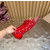 Christian Louboutin Red Mesh Pearl Crystal‑Embellished Pointed‑Toe Flat Pumps