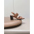 Christian Louboutin Tan Leather CL‑Logo Block Heel Ankle‑Strap Sandals 85mm heel